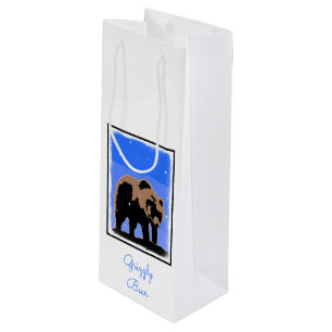 Grizzly Bear in Winter  - Original Wildlife Art Wine Gift Bag