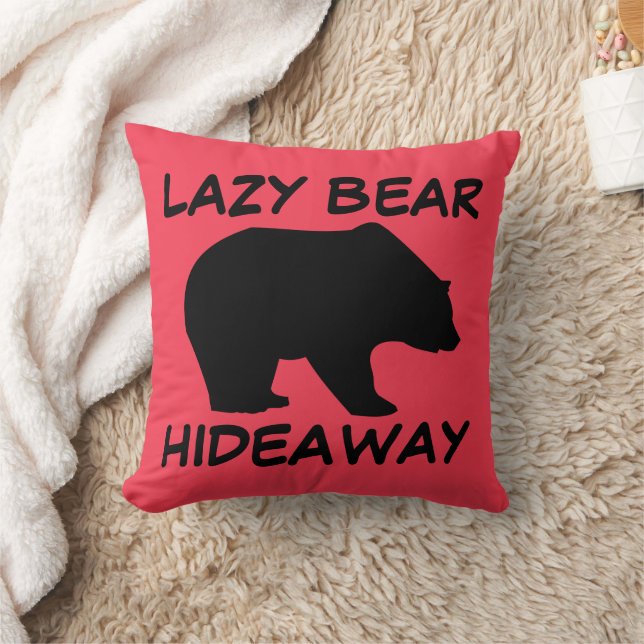 GRIZZLY BEAR LAZY BEAR HIDEAWAY Throw Pillow (Blanket)