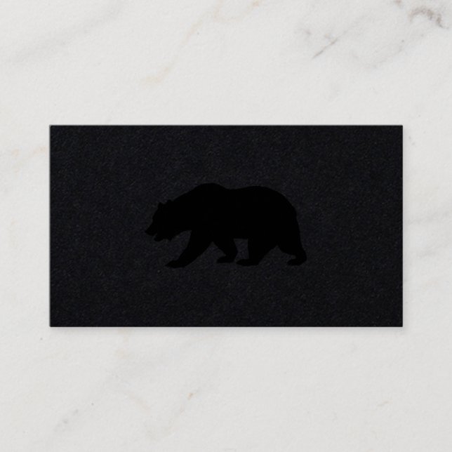 Grizzly Bear Logo Luxury Black Business Card (Front)