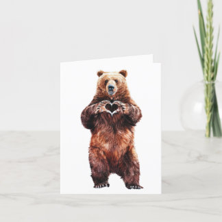 Grizzly Bear love heart with claws Holiday Card