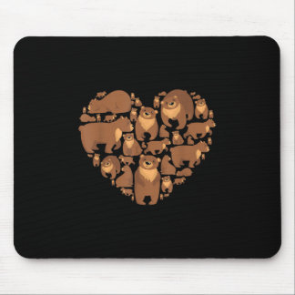 Grizzly Bear Lover Heart Bear Love Camping Hiking Mouse Pad