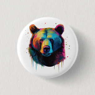 Grizzly Bear Lovers Pop Art Big Grizzly Bear 3 Cm Round Badge