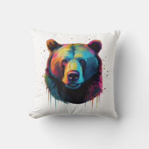 Grizzly Bear Lovers Pop Art Big Grizzly Bear Cushion