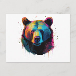 Grizzly Bear Lovers Pop Art Big Grizzly Bear Holiday Postcard