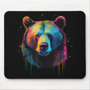 Grizzly Bear Lovers Pop Art Big Grizzly Bear Mouse Pad