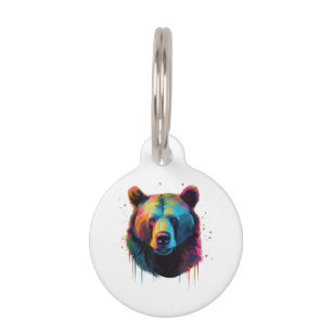 Grizzly Bear Lovers Pop Art Big Grizzly Bear Pet Tag
