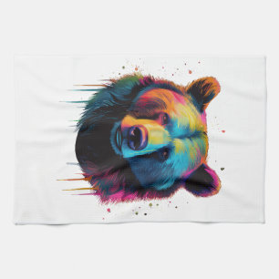 Grizzly Bear Lovers Pop Art Big Grizzly Bear Tea Towel