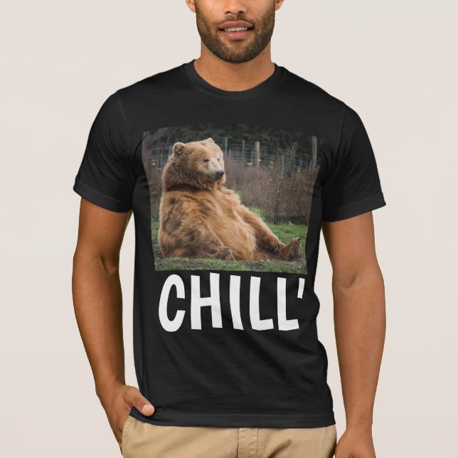 GRIZZLY BEAR MENS FUNNY 'CHILL' T-SHIRTS (Front)