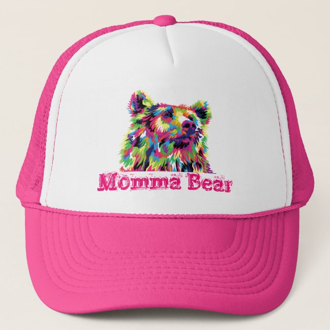 Grizzly bear momma bear protective mum trucker hat (Front)