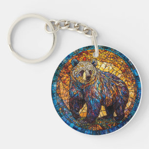 🐻 Grizzly Bear Mosaic Wildlife Gift Key Ring 🎁