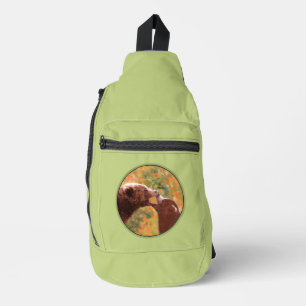 Grizzly Bear Mother and Cub Painting Wildlife Art Sling Bag