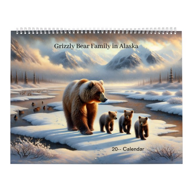 Grizzly Bear Mother Cubs Alaska Wildlife Calendar (Cover)