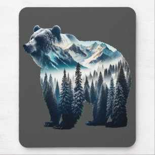 Grizzly Bear Mountains and Forests Mouse Pad