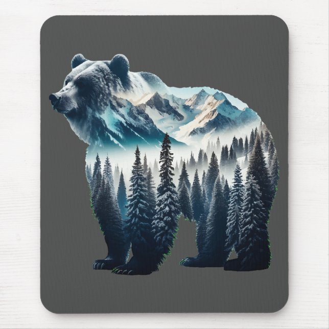 Grizzly Bear Mountains and Forests Mouse Pad (Front)