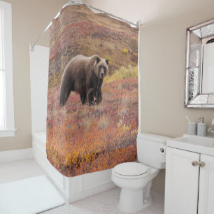 Grizzly Bear Moves Through Autumn Colours In Shower Curtain