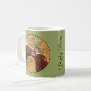 Grizzly Bear Mum and Cub Painting - Wildlife Art Coffee Mug