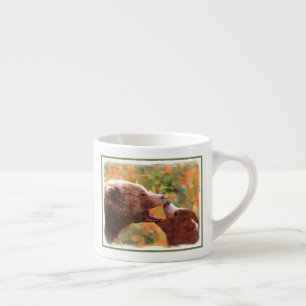 Grizzly Bear Mum and Cub Painting - Wildlife Art Espresso Cup