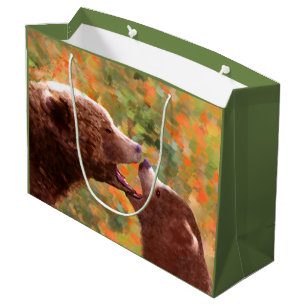 Grizzly Bear Mum and Cub Painting - Wildlife Art Large Gift Bag
