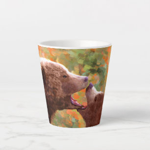 Grizzly Bear Mum and Cub Painting - Wildlife Art Latte Mug