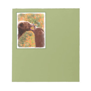 Grizzly Bear Mum and Cub Painting - Wildlife Art Notepad