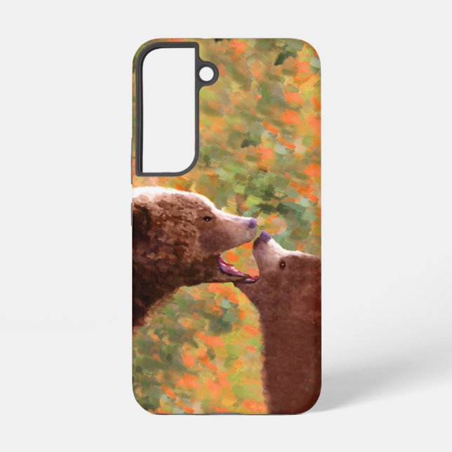 Grizzly Bear Mum and Cub Painting - Wildlife Art Samsung Galaxy S22 Case (Back)