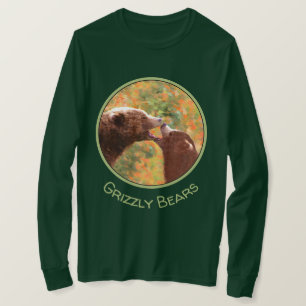 Grizzly Bear Mum and Cub Painting - Wildlife Art T-Shirt