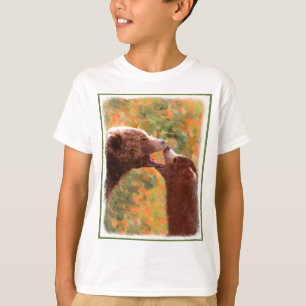 Grizzly Bear Mum and Cub Painting - Wildlife Art T-Shirt