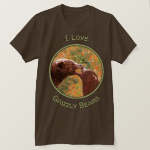 Grizzly Bear Mum and Cub Painting - Wildlife Art T-Shirt