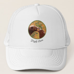 Grizzly Bear Mum and Cub Painting Wildlife Art Trucker Hat