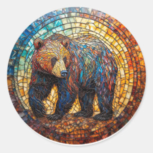 Grizzly Bear Nature Lover Gift, Forest Bear Decor Classic Round Sticker