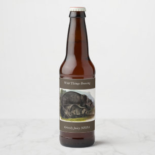 Grizzly Bear (North American Brown Bear) - Audubon Beer Bottle Label
