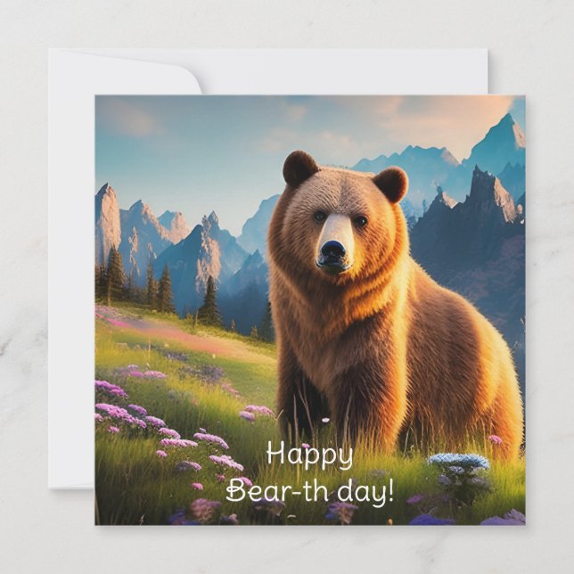 Grizzly Bear on Mountainside Birthday (Front)