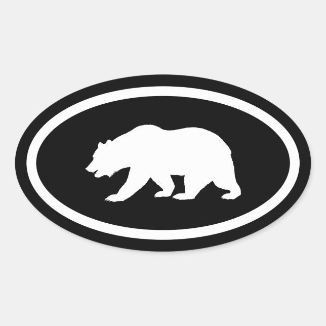 Grizzly Bear Oval Sticker (Front)