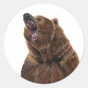 Grizzly Bear - Painting in acrylic  Classic Round Sticker