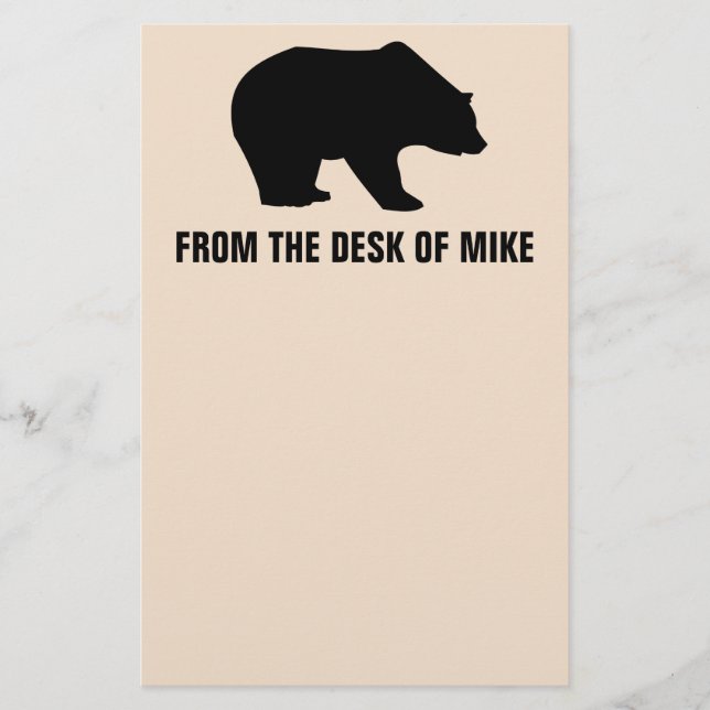 GRIZZLY BEAR PERSONALIZED STATIONERY (Front)