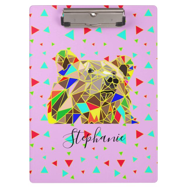 Grizzly Bear Pink Clipboard (Front)