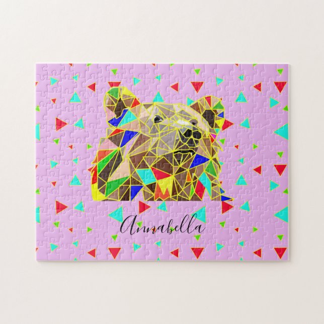 Grizzly Bear Pink Jigsaw Puzzle (Horizontal)