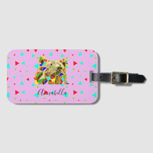 Grizzly Bear Pink Luggage Tag