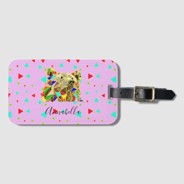 Grizzly Bear Pink Luggage Tag (Front Horizontal)