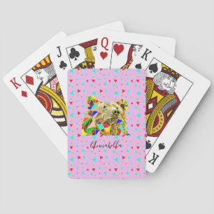 Grizzly Bear Pink Playing Cards