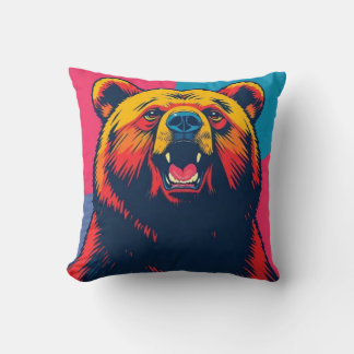 Grizzly Bear Pop Art  Cushion