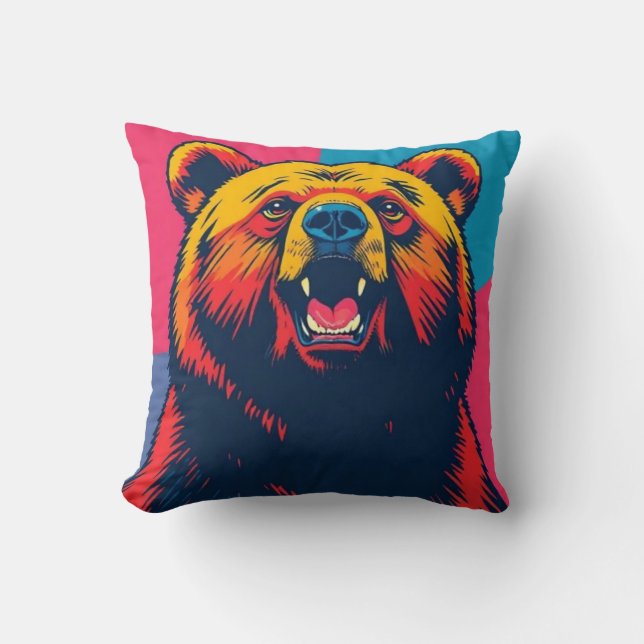 Grizzly Bear Pop Art  Cushion (Front)
