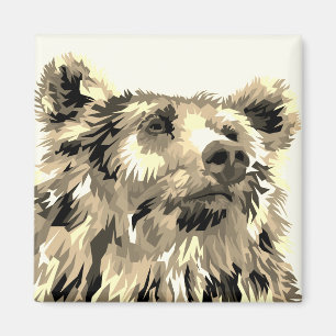 Grizzly bear pop art nature brown magnet