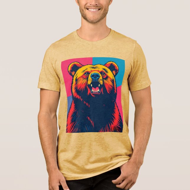 Grizzly Bear Pop Art  Tri-Blend Shirt (Front)
