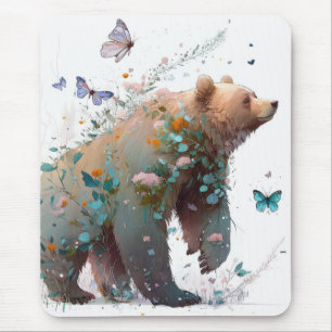 Grizzly Bear Portrait Animal Painting Wildlife Art Mouse Pad