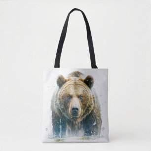 Grizzly Bear Portrait Animal Painting Wildlife Art Tote Bag