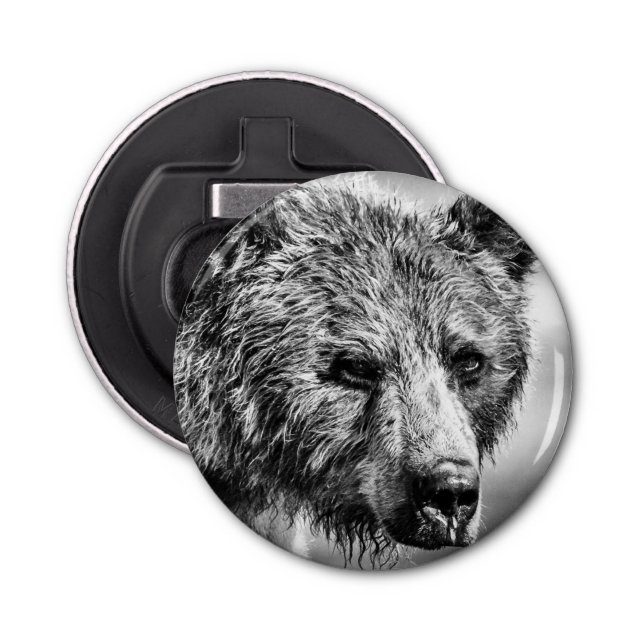 Grizzly bear portrait bottle opener (Front)