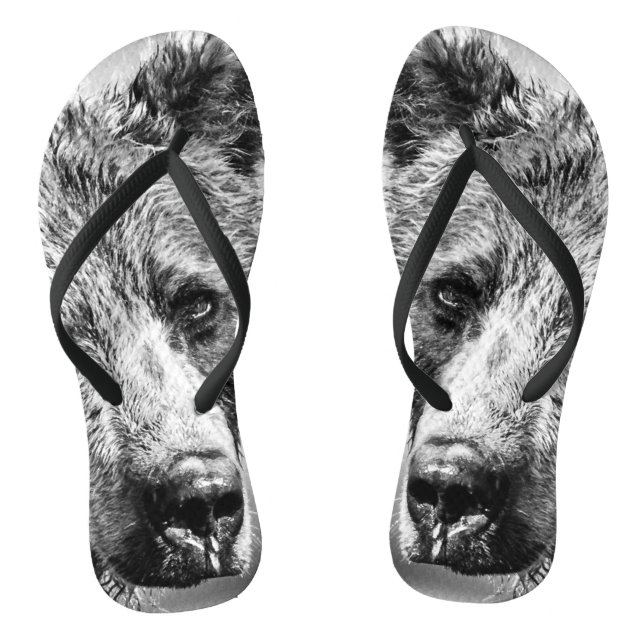 Grizzly bear portrait jandals (Footbed)