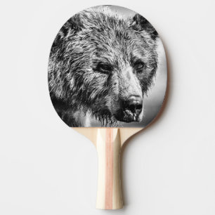 Grizzly bear portrait ping pong paddle