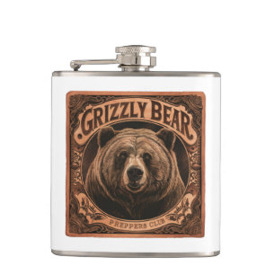 Grizzly Bear Preppers Club Hip Flask